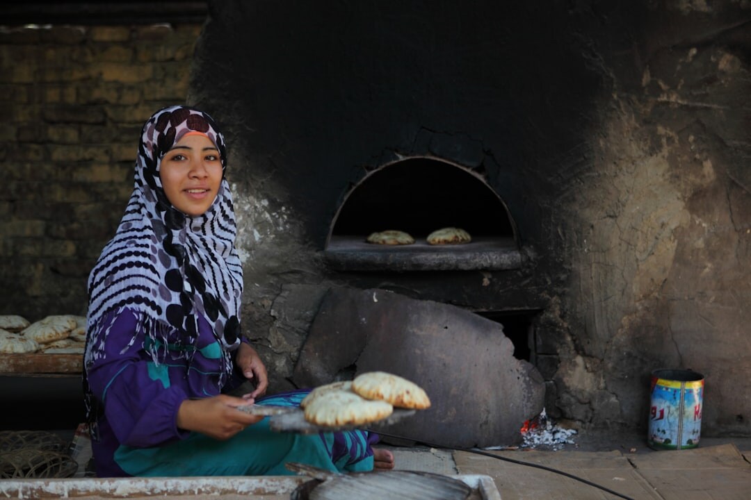 woman baking traditional bread